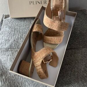 Donald J. Pliner Tan Cork Slingback Heels